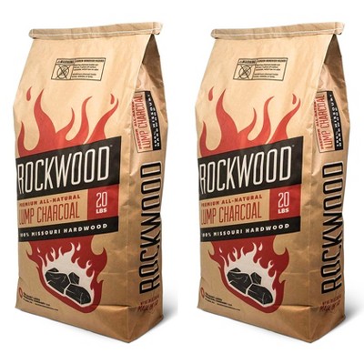 Rockwood 20 Pound All Natural Hardwood Grill Smoker Lump Charcoal Bag (2 Pack)