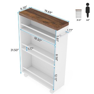 Resenkos Kitchen Island Cart, Serving Utility Carts,4-Tier Storage Cart, Slim Rolling Narrow Kitchen Cart for Small Place,White - 1 of 4