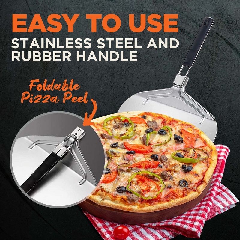 NutriChef Pizza Peel for Oven and Grill - Durable and Safe Aluminum Base with Stainless Steel Handle, 4 of 9