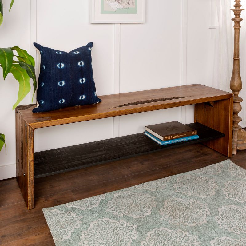 58" Solid Rustic Reclaimed Wood Entry Bench - Saracina Home, 3 of 8