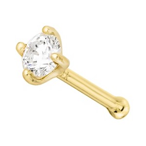 Jewelry Avalanche 20G 14K Gold Diamond Nose Bone Stud Nose Ring, Ball-end Nose Stud - 1 of 3