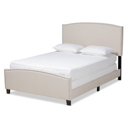 Fannie French Classic Modern Style Linen Fabric Platform Bed - Full ...