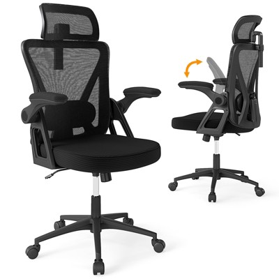 Tangkula Ergonomic Mesh Office Chair w/ Lumbar Support 2D Headrest Flip-up Padded Arms