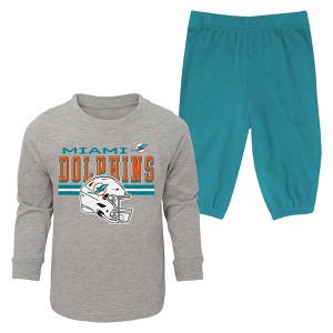 NFL Miami Dolphins Boys' 2pk Pant and Long Sleeve T-Shirt Set - 1 of 3