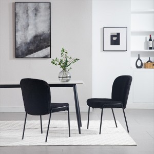 DOMETOUR Iron Foot Dining Chair Set of 2 No Armrest High Back Suitable for Dining Room Living Room Balcony - 1 of 4