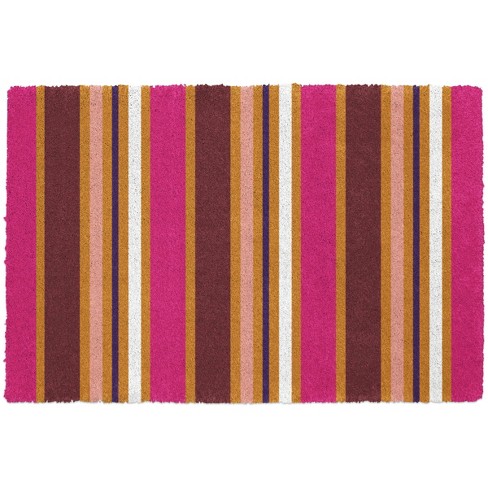 2'x3' Colorstar Mcqueen Stripe Indoor Door Mat Green/brown