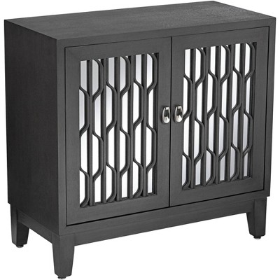 55 Downing Street Carson 34" Wide Gray Wood Mirrored 2-Door Cabinet