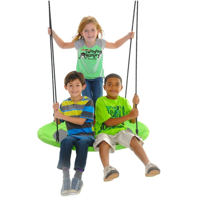 Swinging Monkey Giant 40" Saucer Tree Swing with 2 Way Mountable and Adjustable Rope for Kids Children Ages 5 Years and Up, 400 Pound Capacity Green, 4 of 5