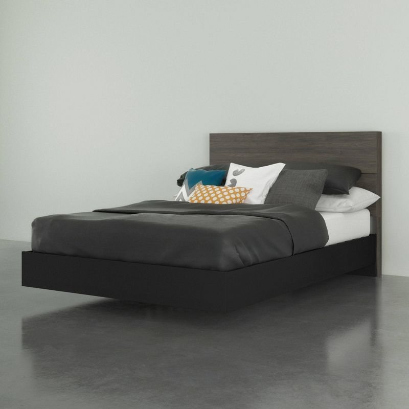 Apollo Bed with Headboard Bark Gray/Black - Nexera, 1 of 5