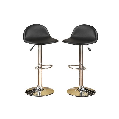 Simple Relax Set of 2 Adjustable PU Bar Stools in Black