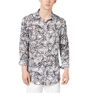 I.N.C International Concepts Mens Cross-Hatch Button Up Shirt, Black, X-Large - 1 of 1