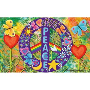 Briarwood Lane Spring Doormat 30x18 Indoor Outdoor Peace Floral For Spring Doormat - 1 of 4