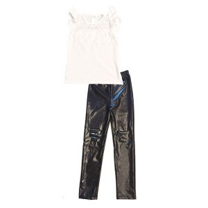 Mi Amore Gigi Lace Top & Faux Leather Legging Set - 1 of 3