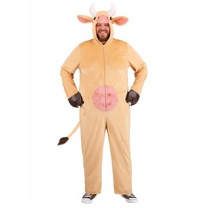 HalloweenCostumes.com 2X  Men  Men's Plus Size Brown Cow Adult Costume, Pink/Brown - 1 of 4
