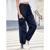 MISSKY Womens Parachute Cargo Pants with Pockets Drawstring Hiking Pants Lightweight Low Waist Baggy Joggers - 4 of 4