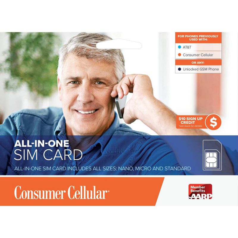 Consumer Cellular AT&#38;T All in One SIM Card, 1 of 10