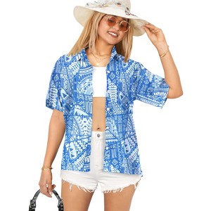 HAPPY BAY Button Down Shirt for Women Shirt Short Sleeve Vacation Button Up Casual Holiday Summer Beach Ethnic Blouses for Women - 1 of 4