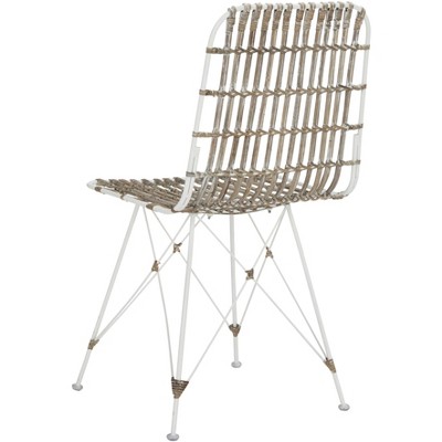 Minerva White Rattan Cane Dining Chair Set with Hairpin Legs