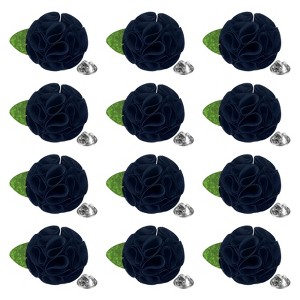Unique Bargains Handmade Flower Brooch Boutonnieres Lapel Pin with Butterfly Buckle for Men Suits 12 Pcs - 1 of 4