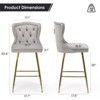 NicBex Velvet Bar Stools Set of 2,Counter Height Bar Stools with Wingback,Button Tufting,Metal Legs,Bar Chairs for Kitchen Island,Home Bar - 3 of 4