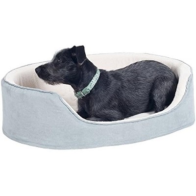 PETMAKER Small Gray Cuddle Round Suede Pet Bed, 23 x 18"