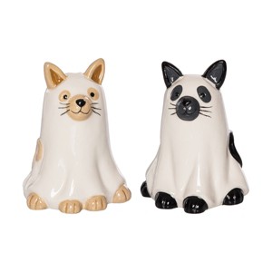 Gallerie II Ghost Cats Halloween Costume Dolomite Salt & Pepper Shakers Set of 2 - 1 of 3