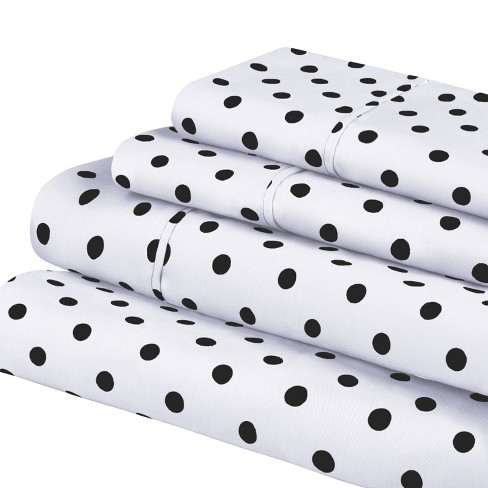 Polka Dot 600 Thread Count Cotton Blend Deep Pocket Bed Sheet Set ...