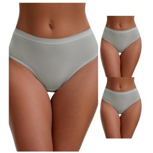 INSPIRE CHIC Women's Cotton High Waist Bright Trim Briefs Elastic Waistband Breathable Underwear 3 Packs - 1 of 4
