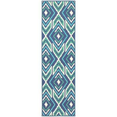 Oriental Weavers Meridian 2'3" x 7'6" Machine Woven Runner Rug in Navy
