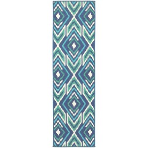 Oriental Weavers Meridian 2'3" x 7'6" Machine Woven Runner Rug in Navy - 1 of 4