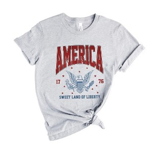 Simply Sage Market Women's America Land Of Liberty Eagle Short Sleeve Graphic Tee - 1 of 2