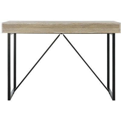 Transitional Black and Oak 3-Drawer Home Office Desk