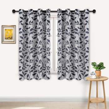 Modern Bohemian Leaves Room Darkening Semi-Semi-Blackout Curtains, Set of 2 by Blue Nile Mills