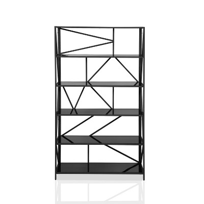 71.5" Ginrel Metal Display 5 Shelves Bookshelf Black - miBasics