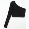 TIME HOLLOW One Shoulder Rib-Knit Crop Top - 2 of 3