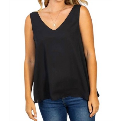 Women's Sleeveless Solid Woven Tank Top - White Birch