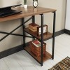 GlasFlength Desks Metal Frame 2 Shelves Computer Desk Gaming Desk Home Office Desk Simple Design for Small Spaces, Brown, 25"*47"*28" - 3 of 4