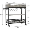 GustoWave 3 Tier Bar Serving Cart with Wine Rack and Glasses Holder for Kitchen, Dining Room - 4 of 4