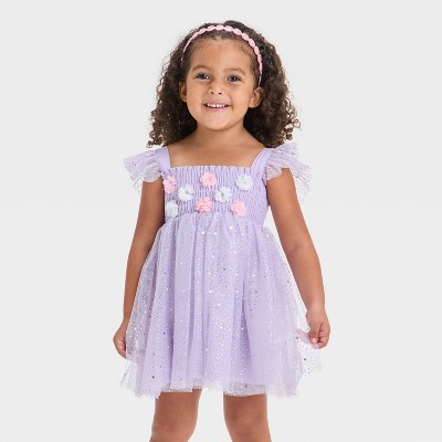 Audrey Camille Toddler Girls' Floral & Stars Tank Tulle Dress - Lavender