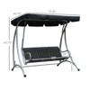 DSVIMOY 3-Person Porch Swing with Stand, Outdoor Swing with Adjustable Tilt Canopy and Comfortable Swing Bench-Style Seat, Black, 77.25"*45.75"*67.75" - 3 of 4