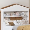 Twin Size House-Shaped Wooden Bed with Storage Shelf and Built-in Two Storage Drawers - 4 of 4