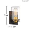 Possini Euro Design Demy Modern Wall Sconces Set of 2 Oil Rubbed Bronze Hardwire 4 3/4" Fixture Cylinder Clear Glass for Bathroom - 4 of 4
