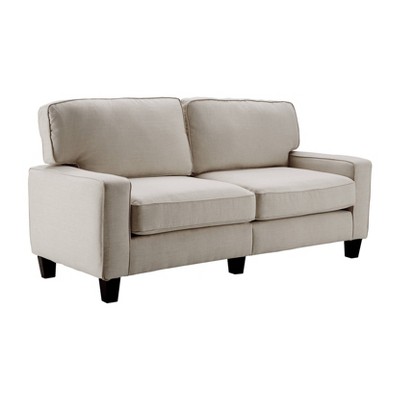Light Gray Linen Track Arm Sofa with Removable Cushions