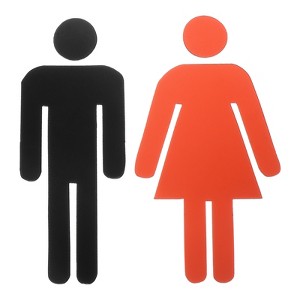 Unique Bargains Self-Adhesive Decor Business Men Women Restroom Signs 1 Set - 1 of 4