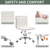 Adjustable Task Chair PU Leather Low Back Ribbed Armless Swivel Desk Chair Office Chair Wheels - 3 of 4