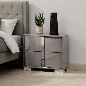 Royal Hampton Nightstand, Light Taupe Wood with UV Finish, 2 Drawers, 24 Inch - 1 of 4