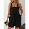 Coolmee Women Casual Square Neck Sleeveless Loose Outdoor Suspender Shorts Jumpsuit With Pockets - 2 of 4