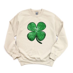 Simply Sage Market Women's Graphic Sweatshirt Green Glitter Shamrock - 1 of 3