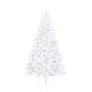 Fake Half Christmas Tree White PVC, Steel Large - 1 of 4