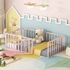 Gulches Twin Size Metal Floor Bed Frame with Fence, Door, Pink - 2 of 4